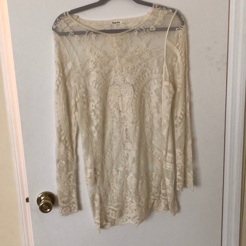 Gorgeous cream “lace” sheer dress